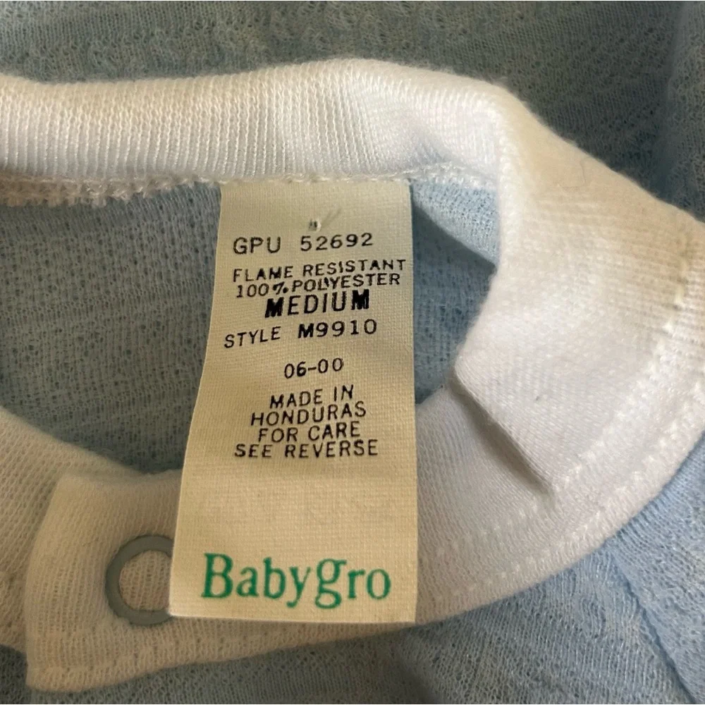 Vintage Babygro Baby Blue &‎ White Snap Button Sleeper